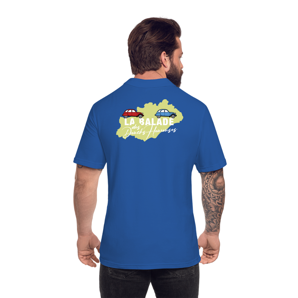La Balade des Deuchs Heureuses - Polo Foncé Homme - Coeur et Dos - bleu royal