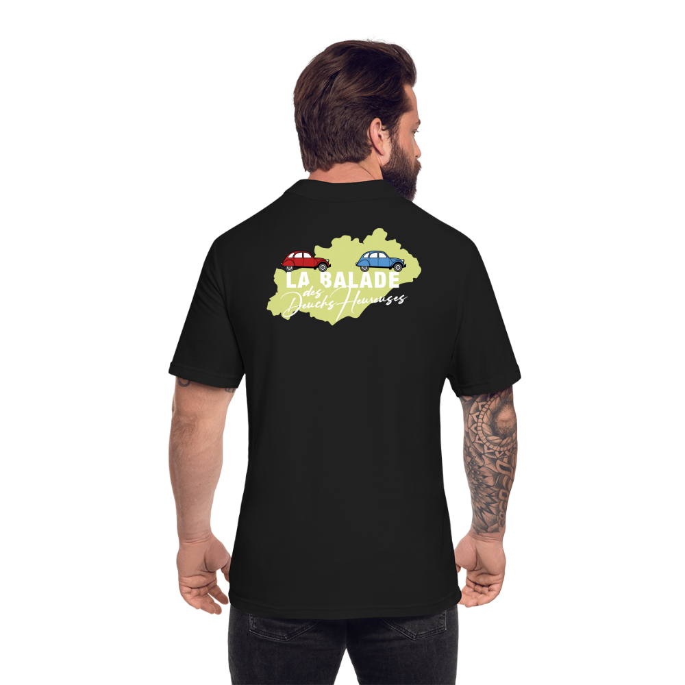 La Balade des Deuchs Heureuses - Polo Foncé Homme - Coeur et Dos - noir