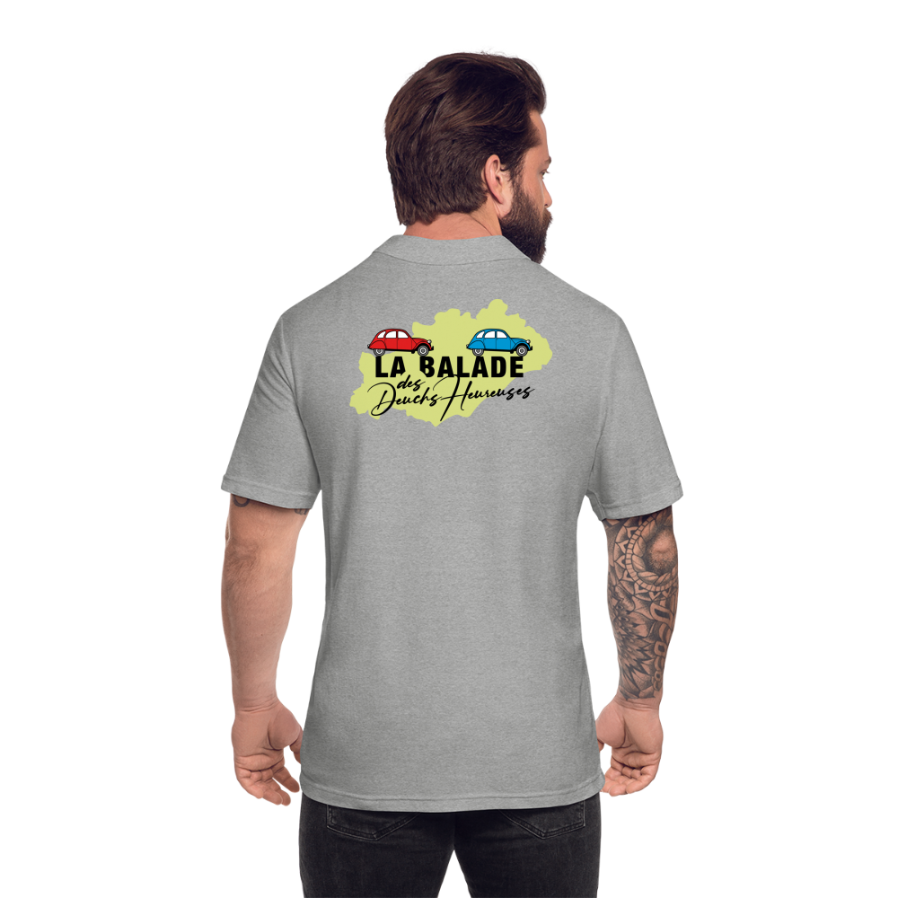 La Balade des Deuchs Heureuses - Polo Homme - Coeur et Dos - gris chiné