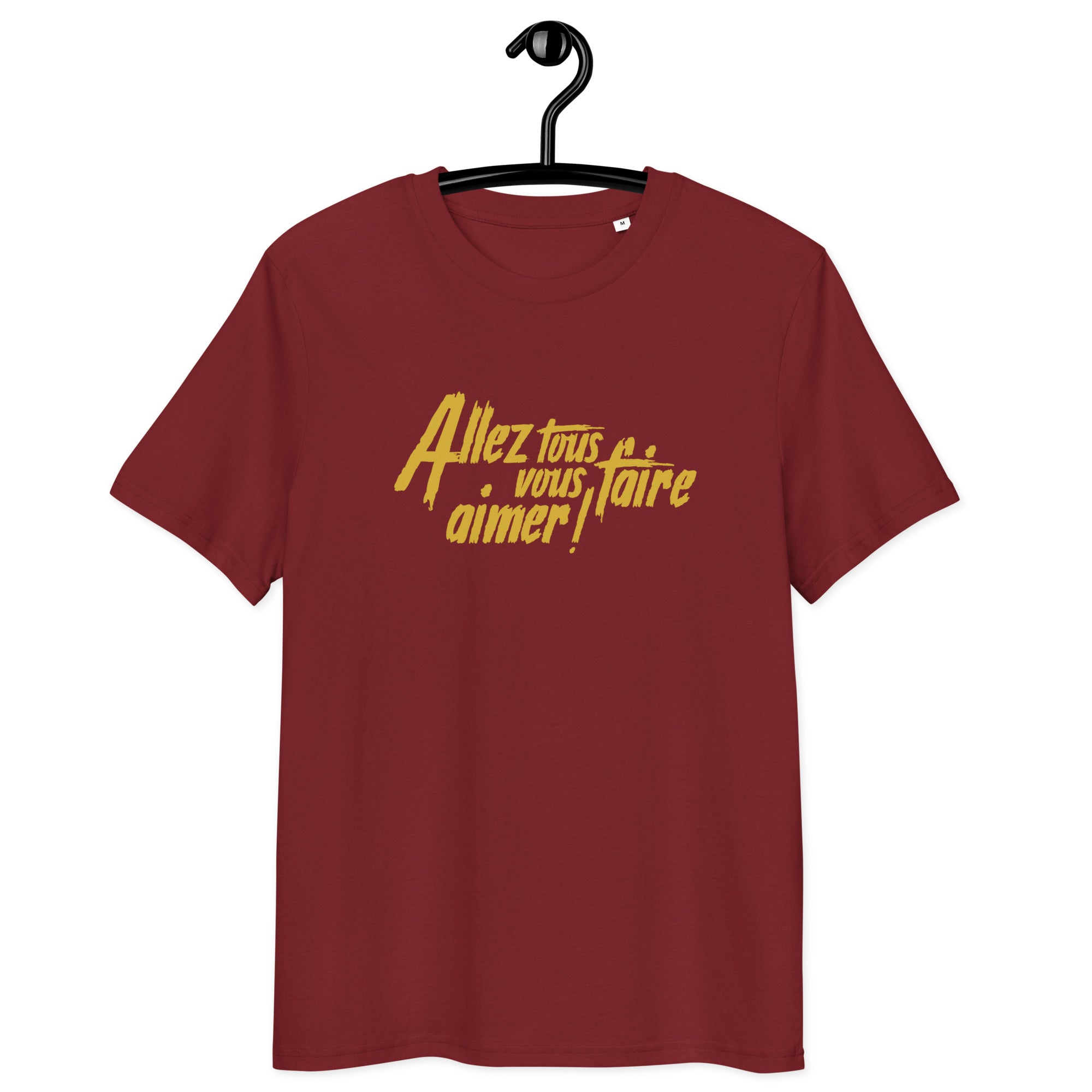 Allez-tous vous faire aimer-t-shirt-coton-bio-personnalise-bordeaux-jaune