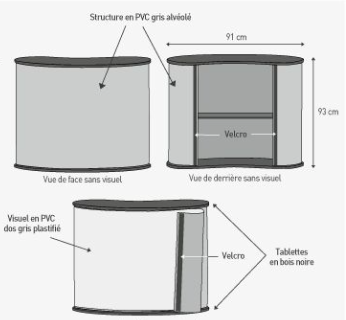 Comptoir pour stand PVC et bois