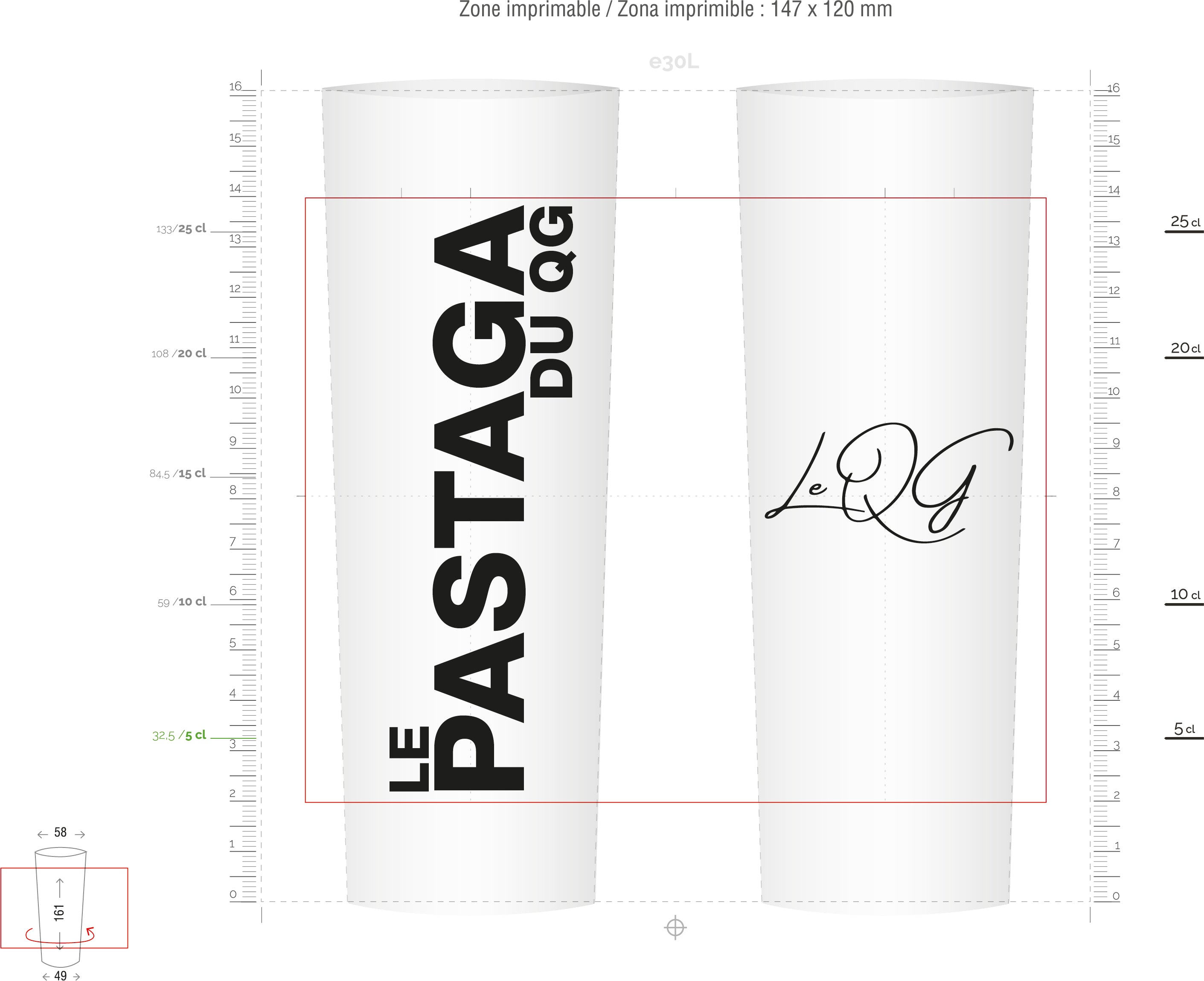 Le QG - Saint Pargoire - Pastaga - Gobelets réutilisable Tube 25 cl