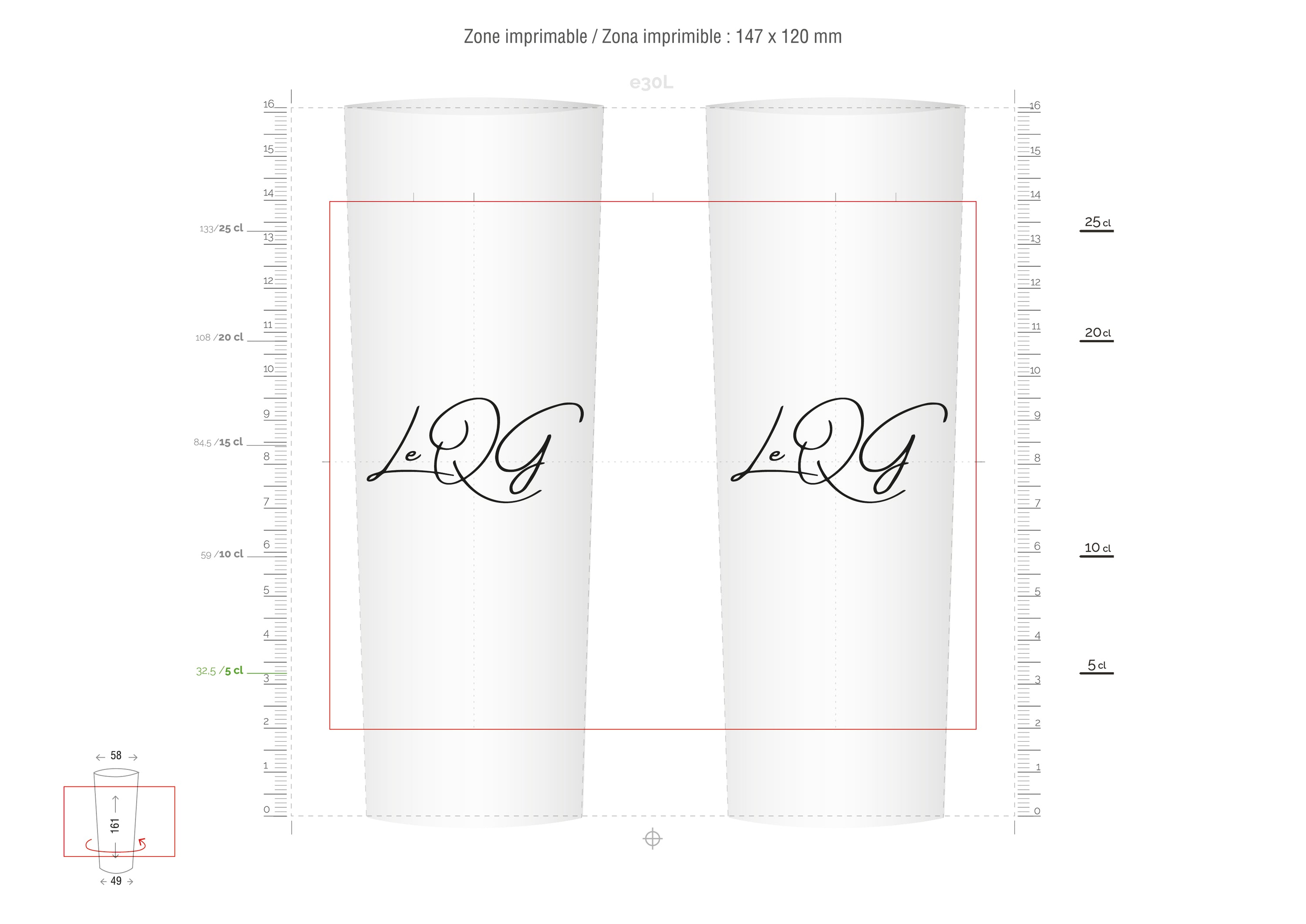Le QG - Saint Pargoire - Gobelets réutilisable Tube 25 cl