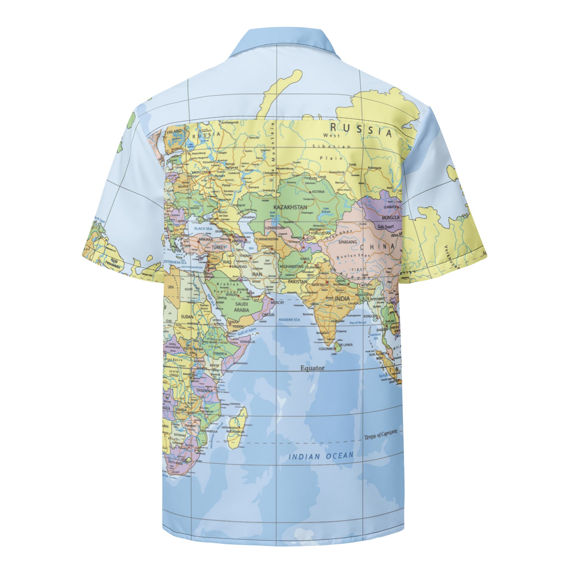 Carte du monde - Chemise à boutons unisexe