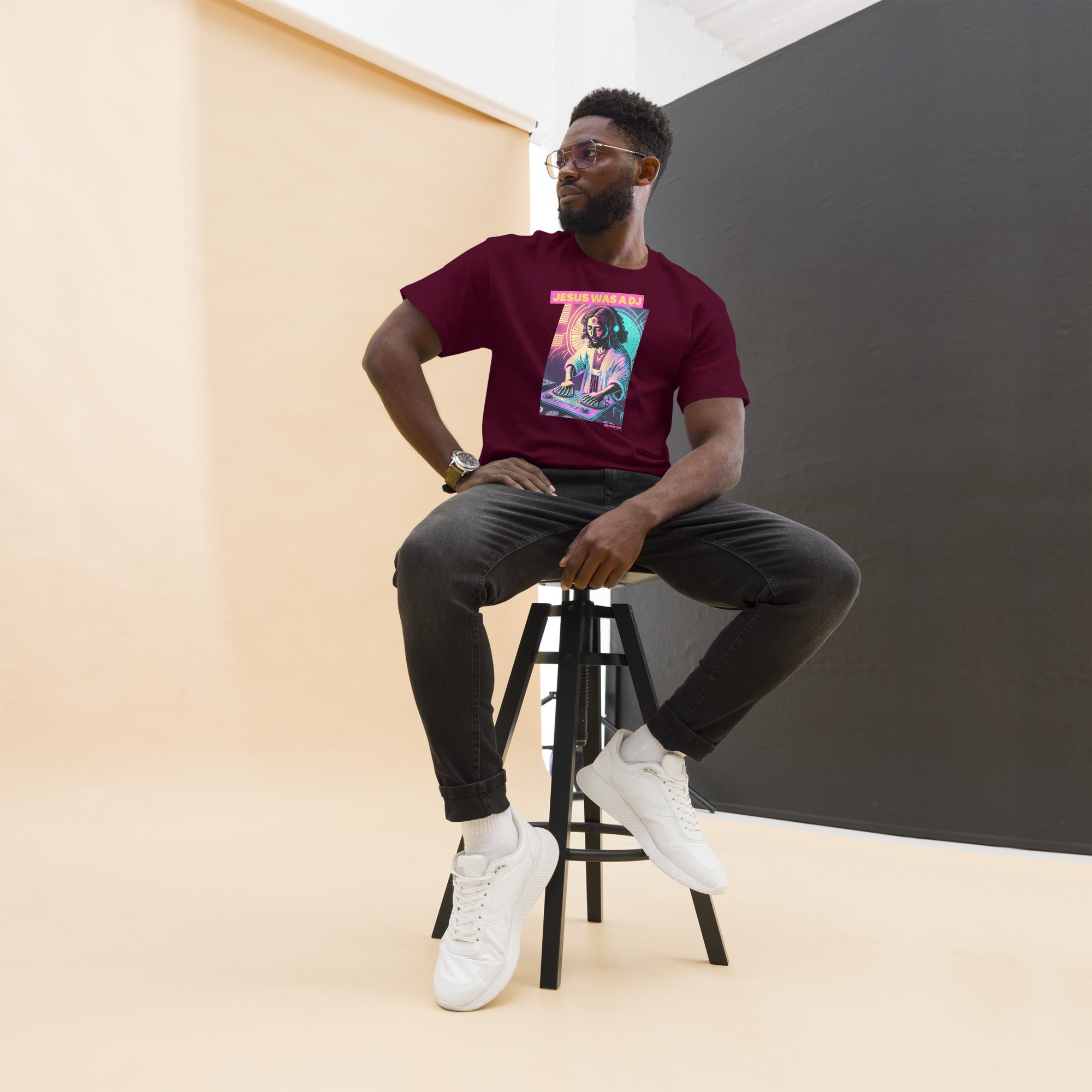 Hop Hop Hop - DVS - Jesus was a DJ - T-shirt classique homme - Face & épaule