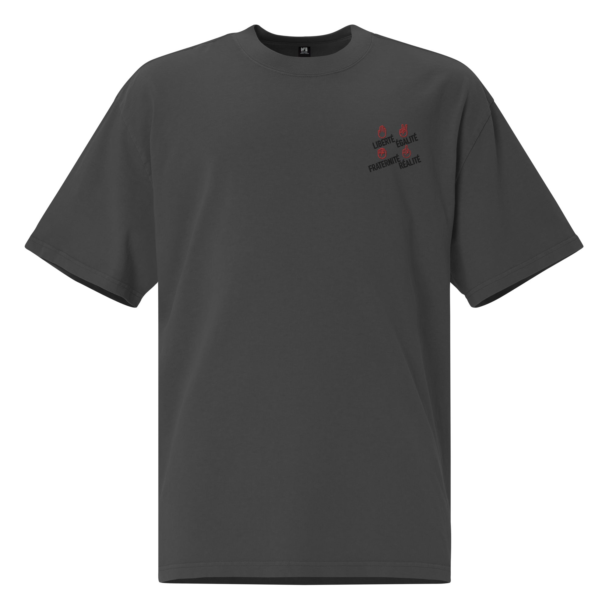 Liberté égalité fraternité réalité - T-shirt oversize délavé - Brodé