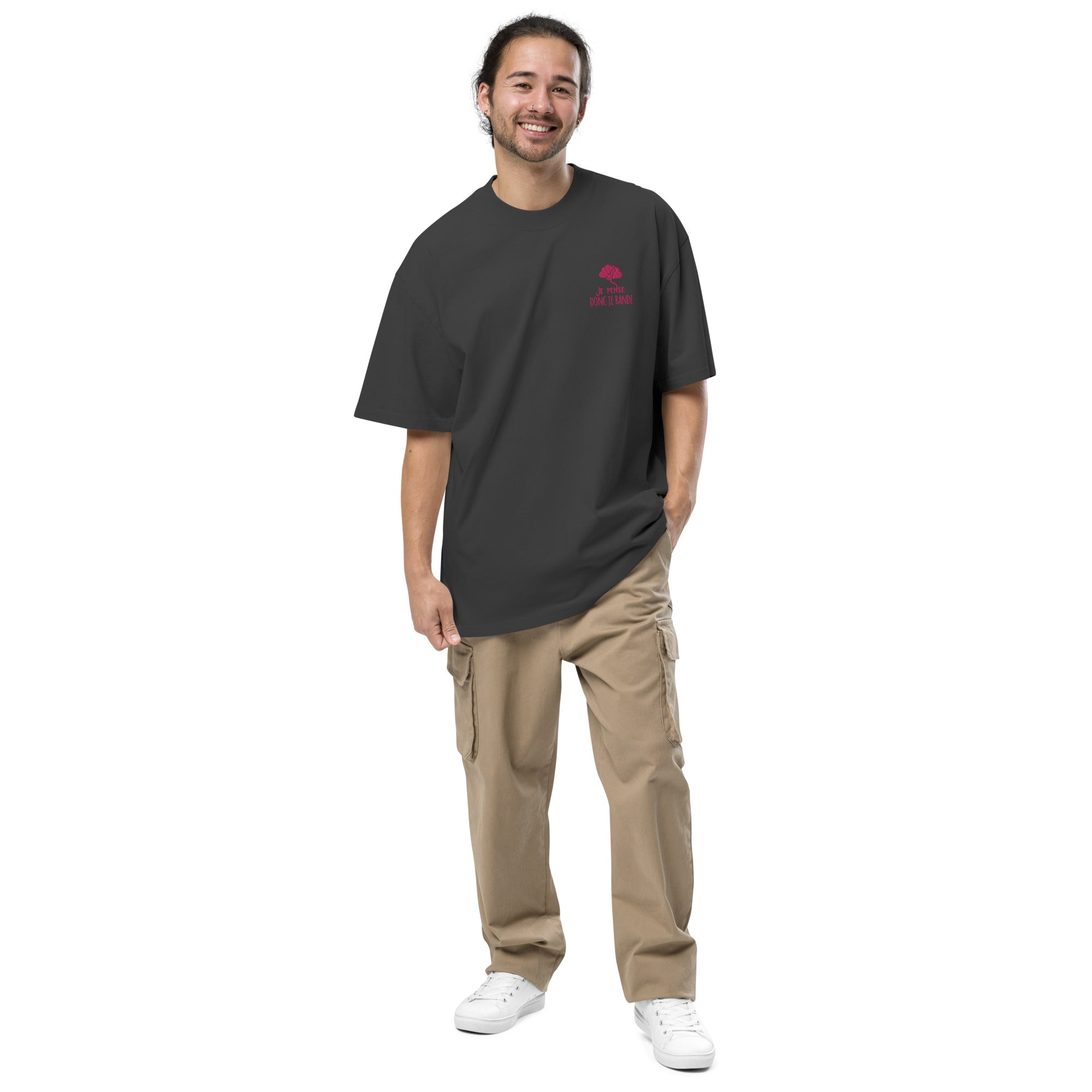 Je pense donc je bande - T-shirt oversize délavé - Brodé