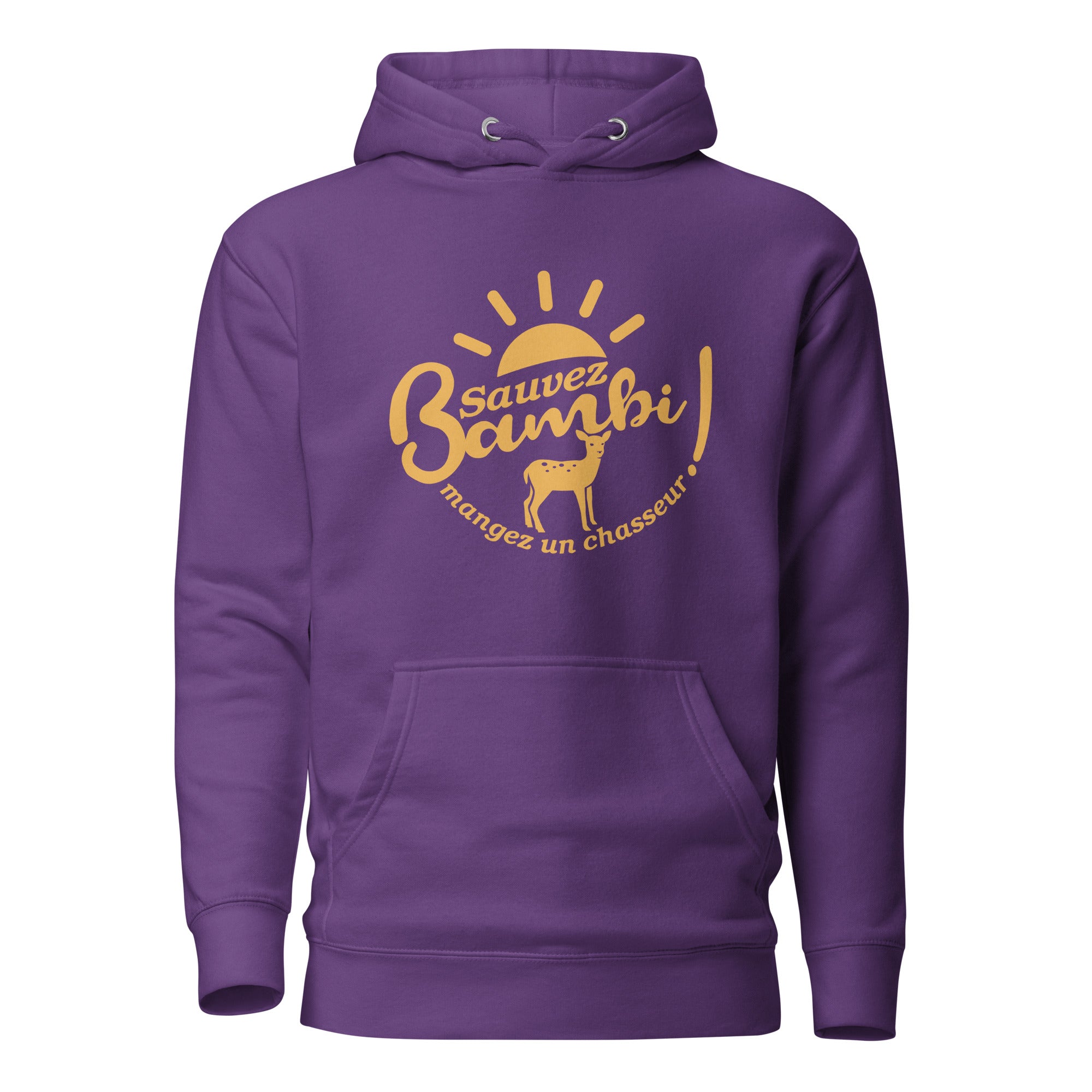sauvez-bambi-manger-un-chasseur-sweat-capuche-personnalise-violet