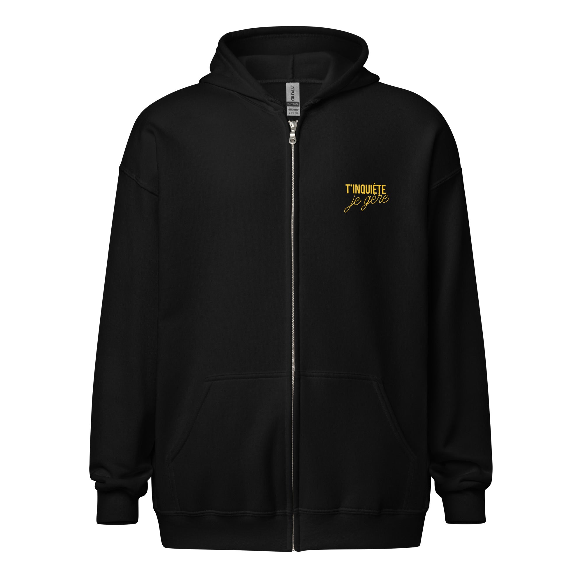tinquiete-je-gere-sweat-capuche-zippe-noir-jaune-coeur