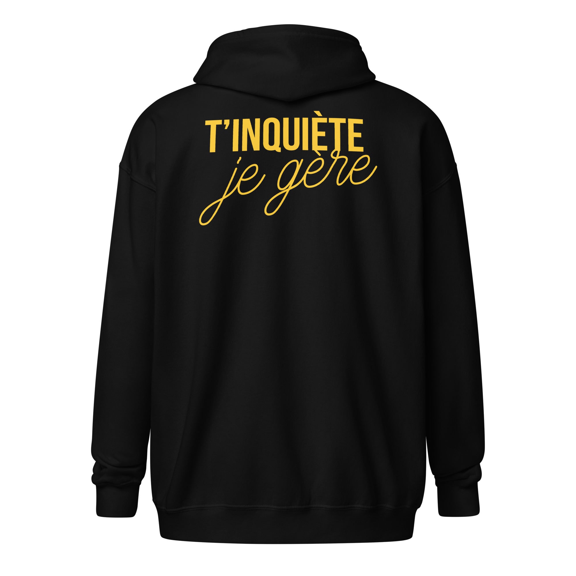 tinquiete-je-gere-sweat-capuche-zippe-noir-jaune-dos