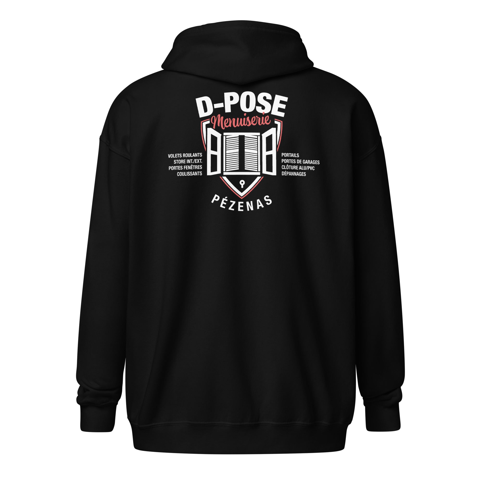 D-Pose - Sweat à capuche épais unisexe à fermeture éclair - Face et dos