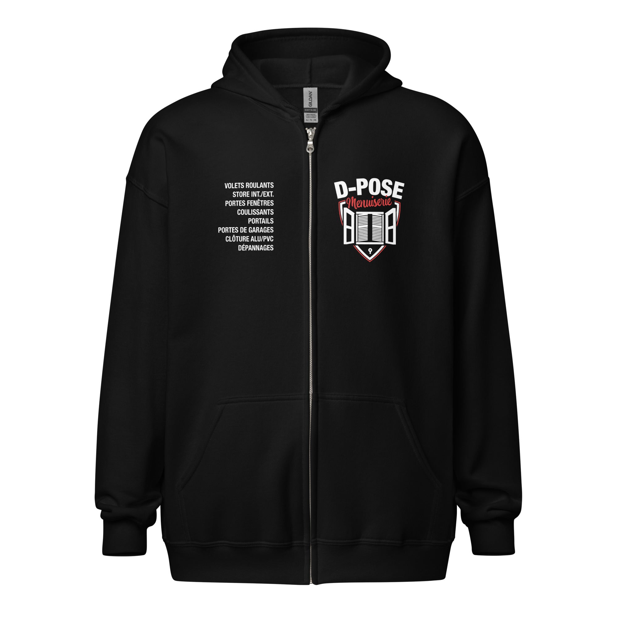 D-Pose - Sweat à capuche épais unisexe à fermeture éclair - Face