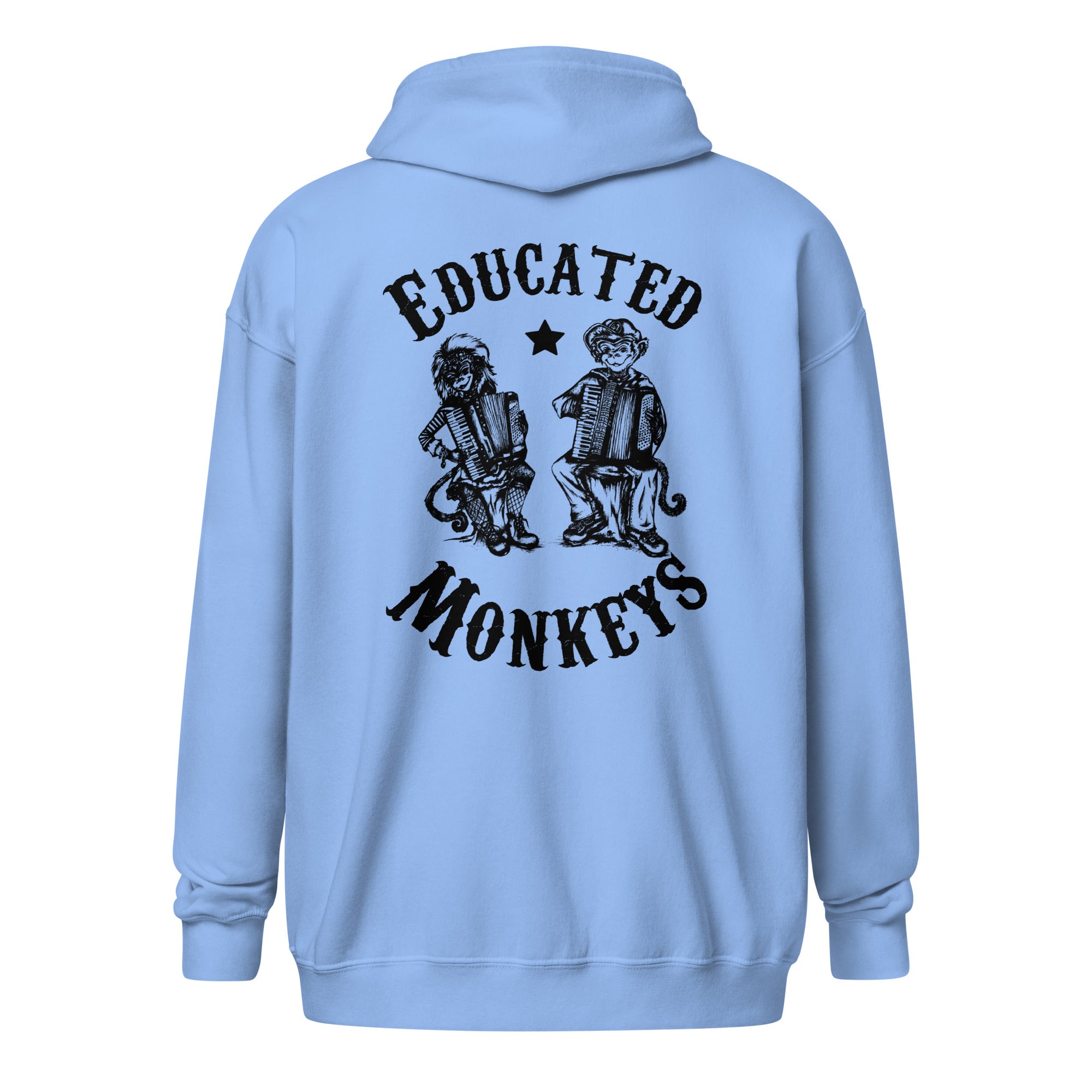 Educated Monkeys - Sweat à capuche épais unisexe à fermeture éclair - Coeur et Dos