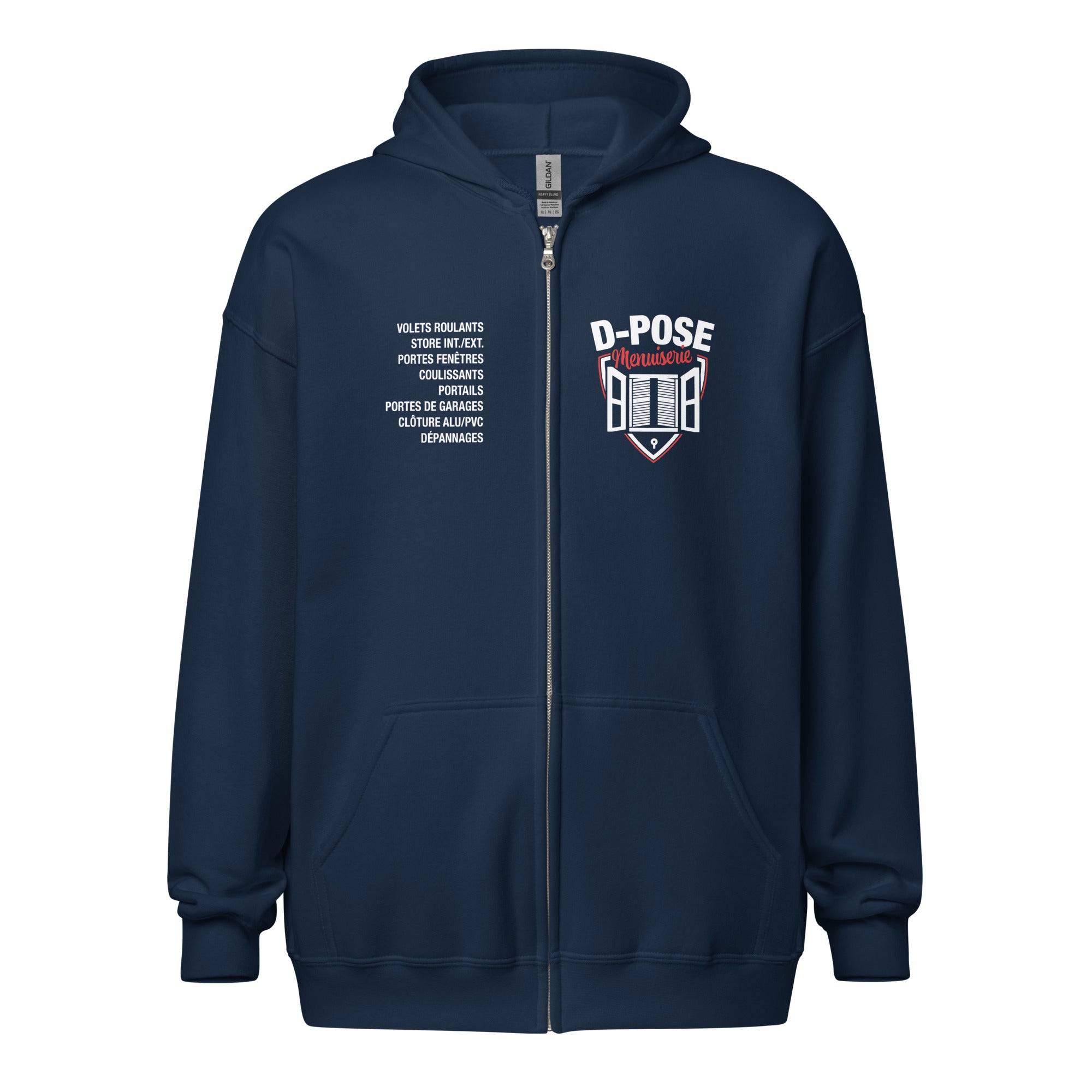 D-Pose - Sweat à capuche épais unisexe à fermeture éclair - Face