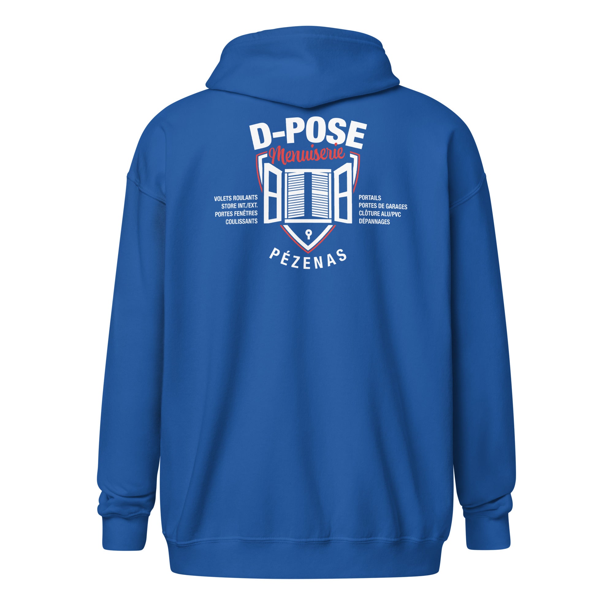 D-Pose - Sweat à capuche épais unisexe à fermeture éclair - Face et dos