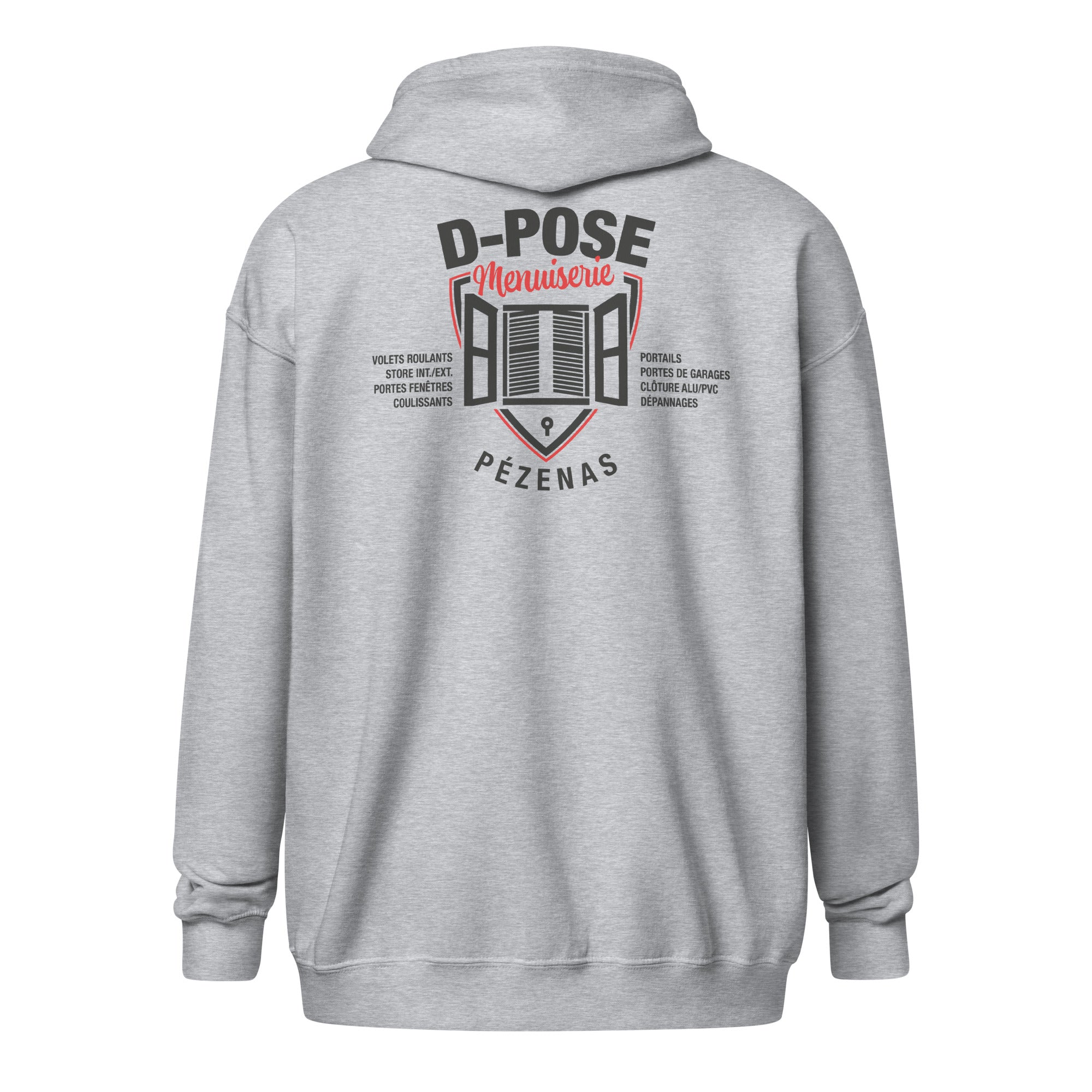 D-Pose - Sweat à capuche épais unisexe à fermeture éclair - Face et dos
