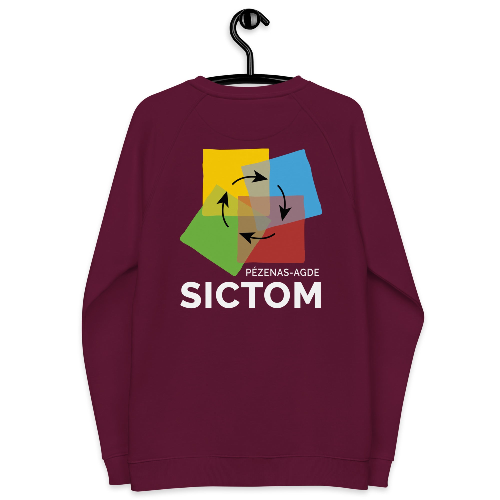 Sictom - Sweatshirt écologique raglan unisexe coeur et dos