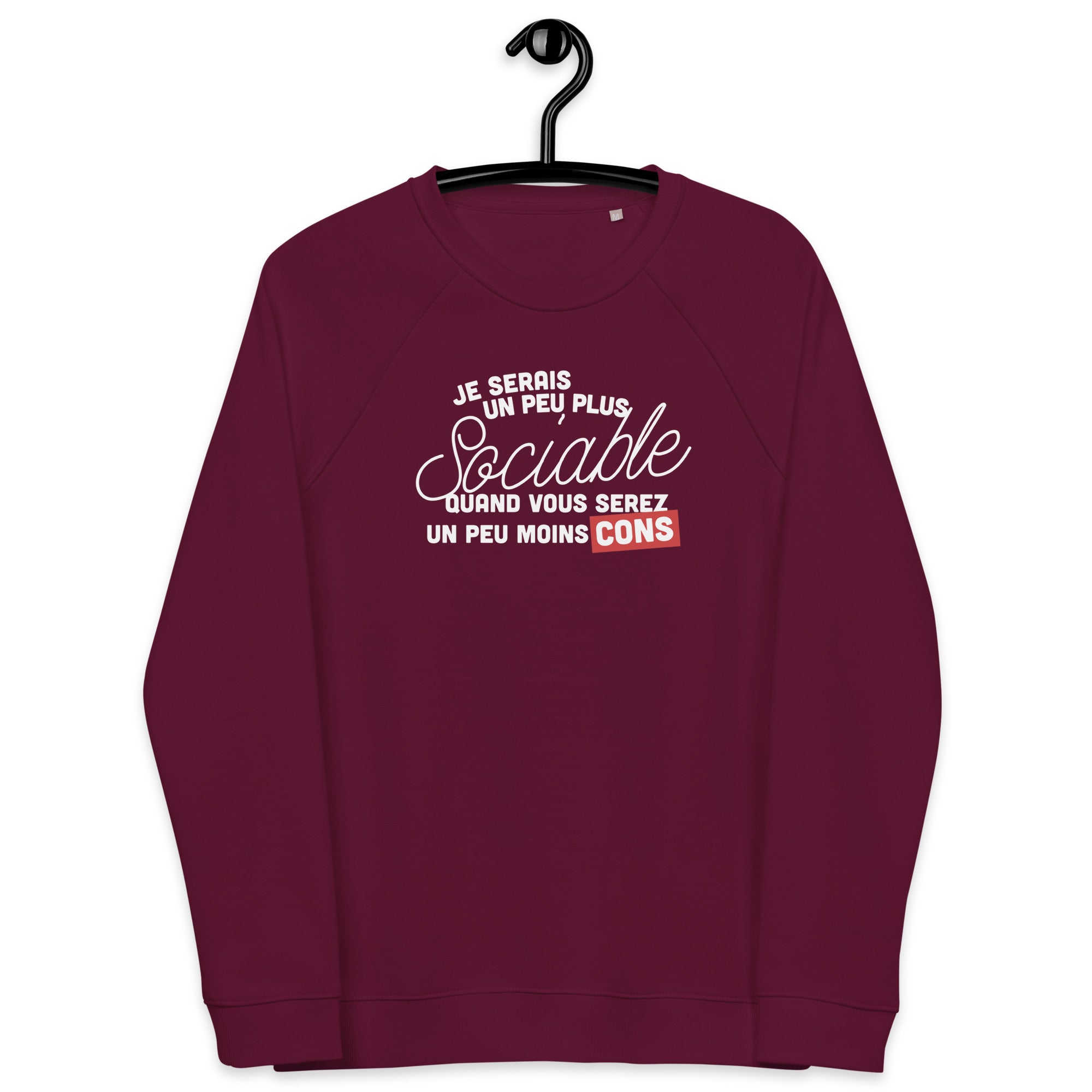 Sociable - Sweat col rond écologique raglan unisexe