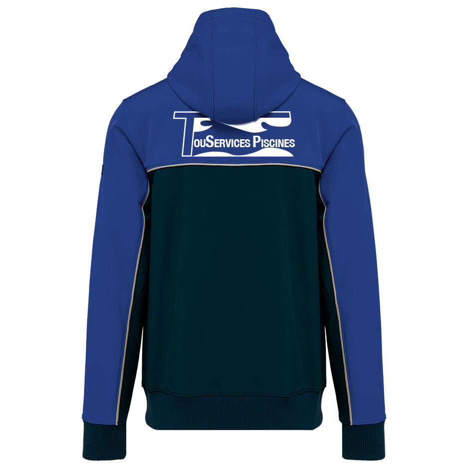 Tous Services Piscines - Veste softshell manche longue - Floqué coeur et Dos
