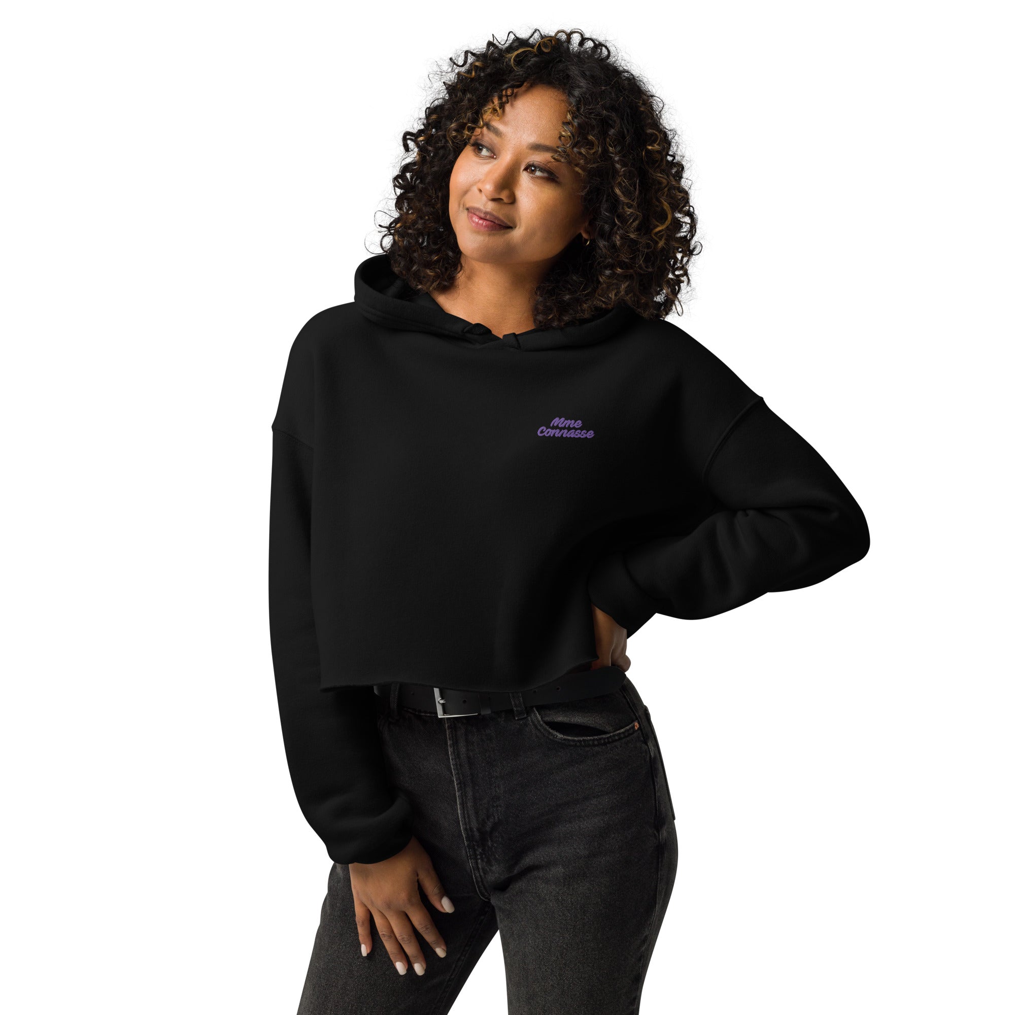 Mme connasse - Sweat à Capuche Crop-Top - Brodé