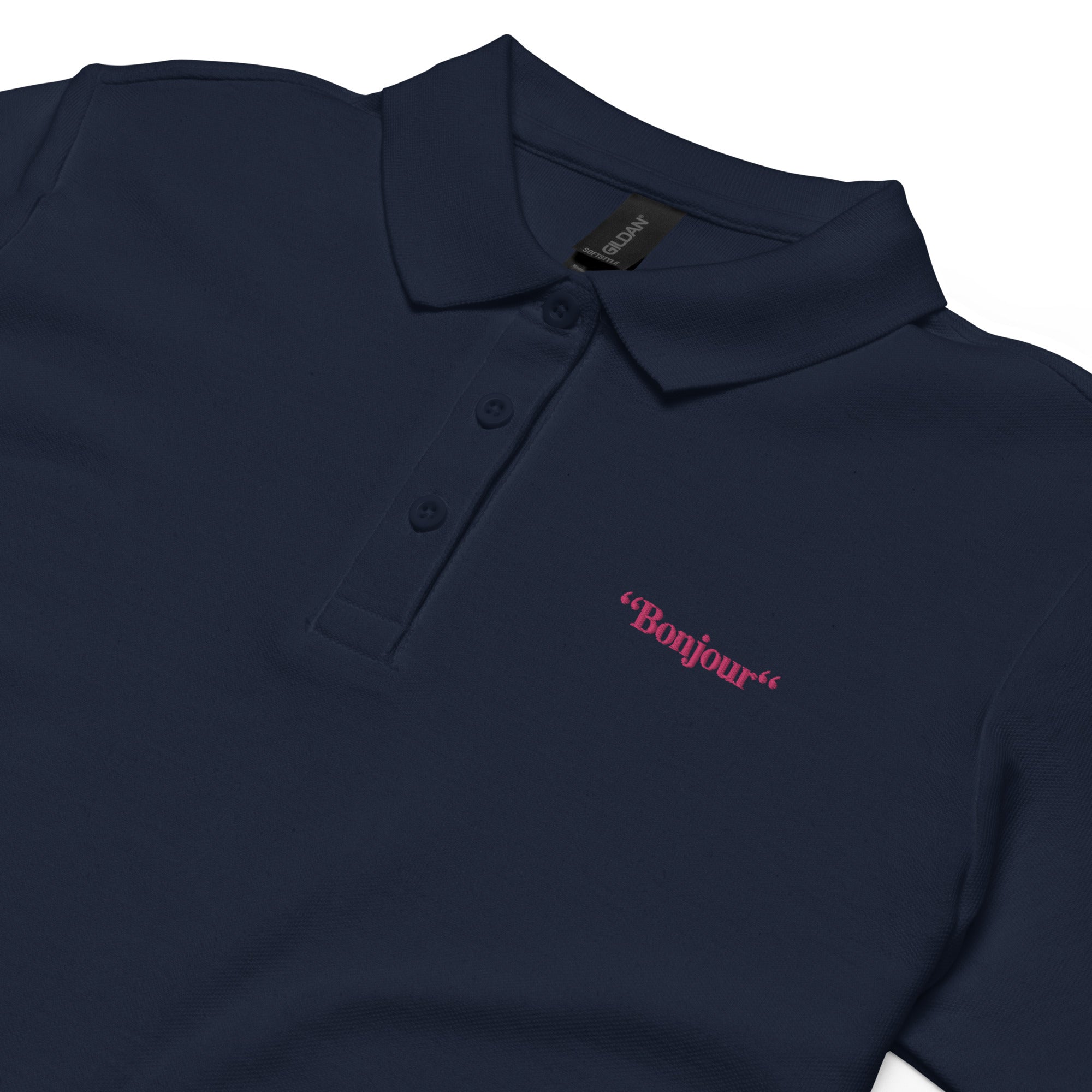 "Bonjour" - Polo piqué femme - Brodé