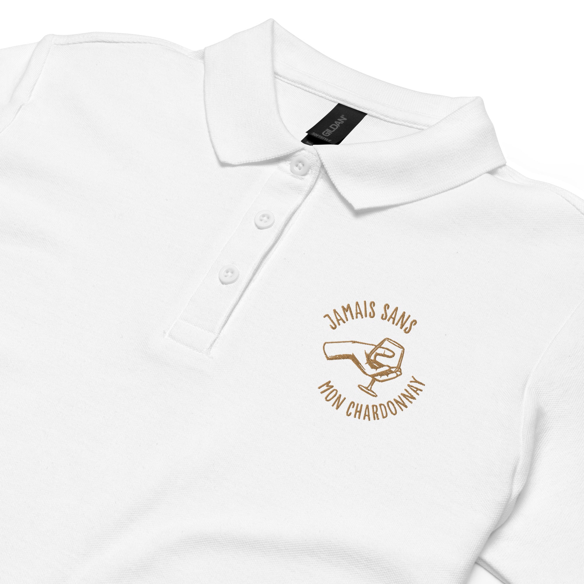 Jamais sans mon chardonnay - Polo piqué femme - Brodé