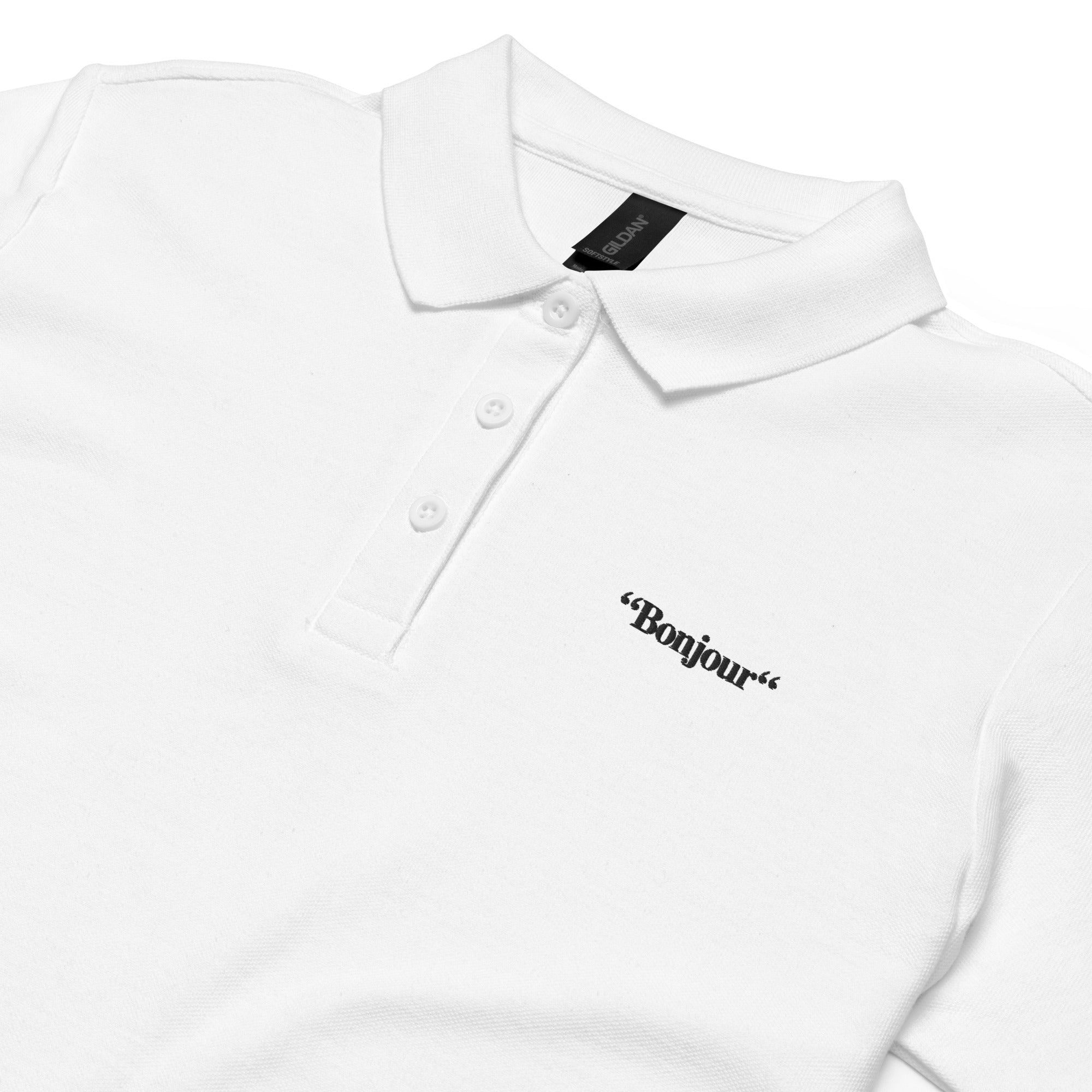"Bonjour" - Polo piqué femme - Brodé