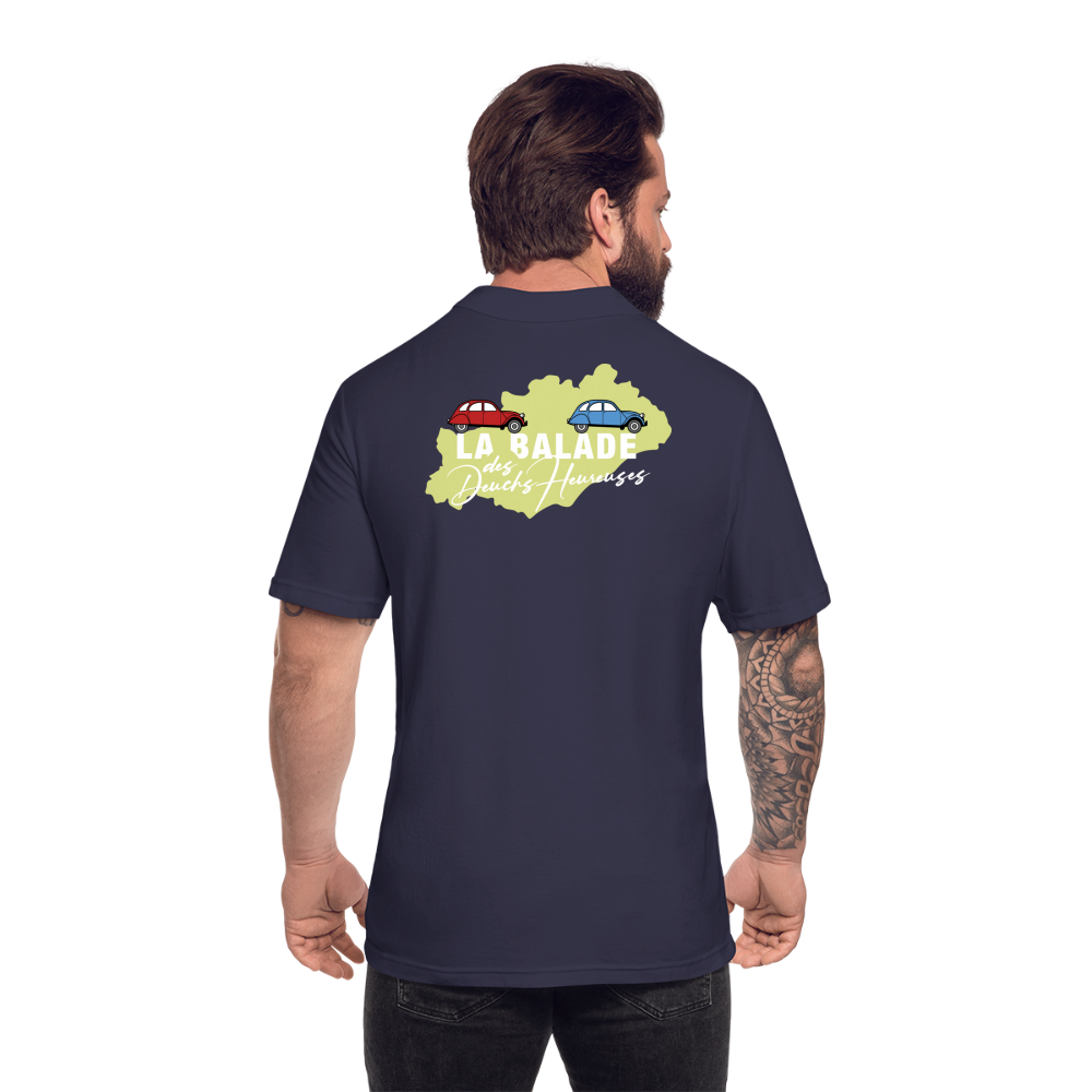 La Balade des Deuchs Heureuses - Polo Foncé Homme - Coeur et Dos - bleu marine