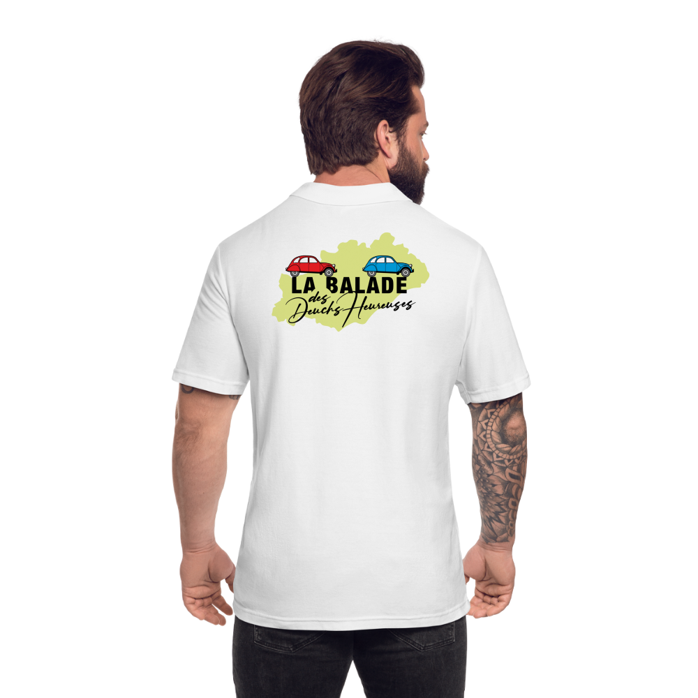 La Balade des Deuchs Heureuses - Polo Homme - Coeur et Dos - blanc