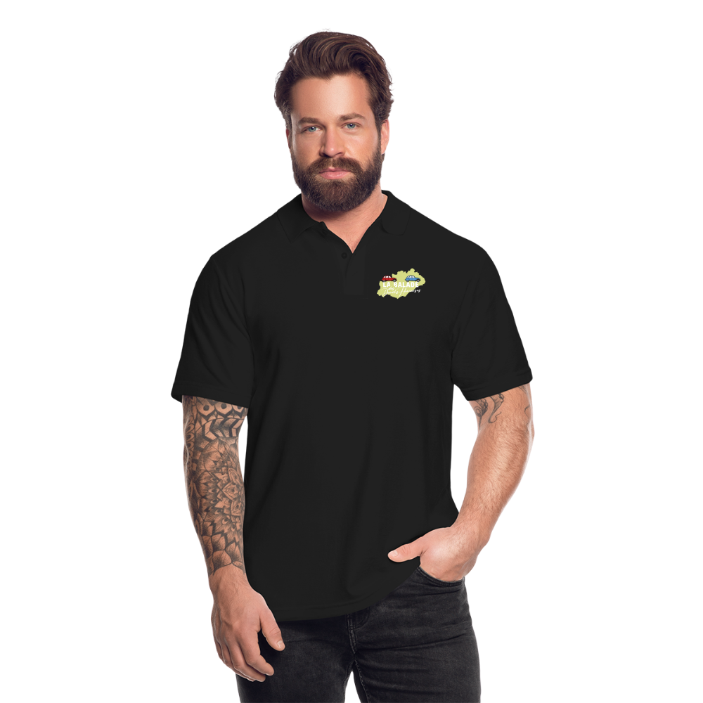 La Balade des Deuchs Heureuses - Polo Foncé Homme - Coeur et Dos - noir