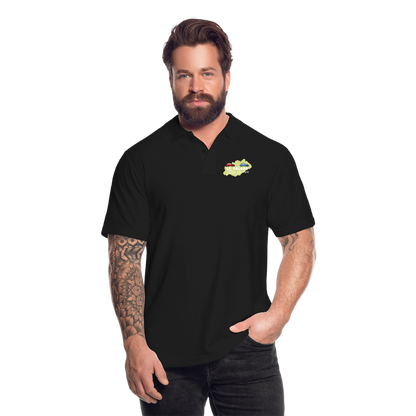 La Balade des Deuchs Heureuses - Polo Foncé Homme - Coeur et Dos - noir