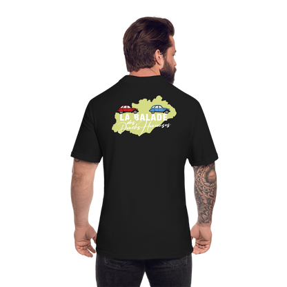 La Balade des Deuchs Heureuses - Polo Foncé Homme - Coeur et Dos - noir