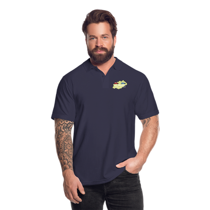 La Balade des Deuchs Heureuses - Polo Foncé Homme - Coeur et Dos - bleu marine