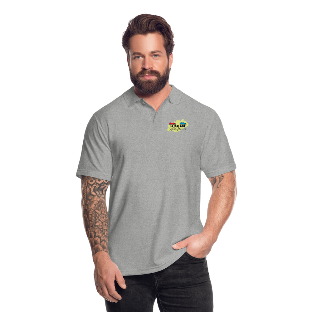 La Balade des Deuchs Heureuses - Polo Homme - Coeur et Dos - gris chiné