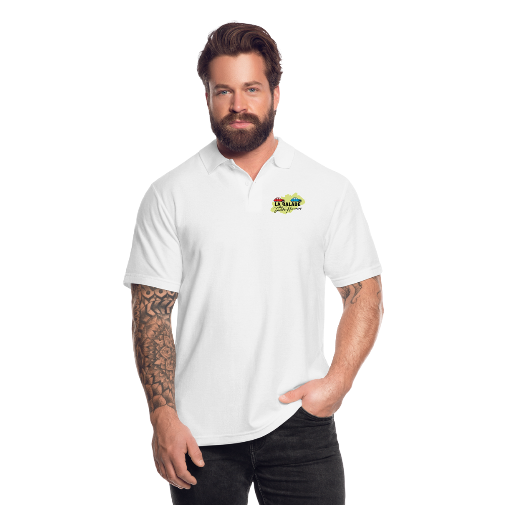 La Balade des Deuchs Heureuses - Polo Homme - Coeur et Dos - blanc