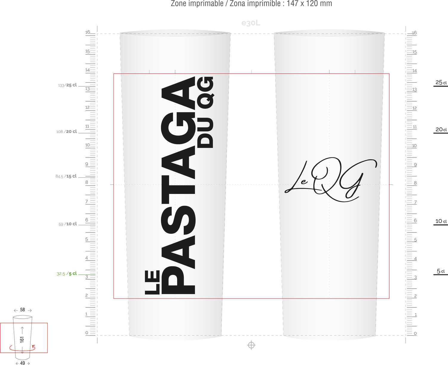 Le QG - Saint Pargoire - Pastaga - Gobelets réutilisable Tube 25 cl
