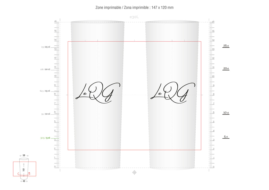 Le QG - Saint Pargoire - Gobelets réutilisable Tube 25 cl