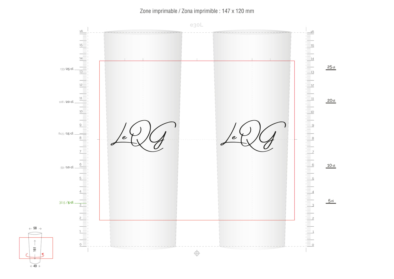 Le QG - Saint Pargoire - Gobelets réutilisable Tube 25 cl
