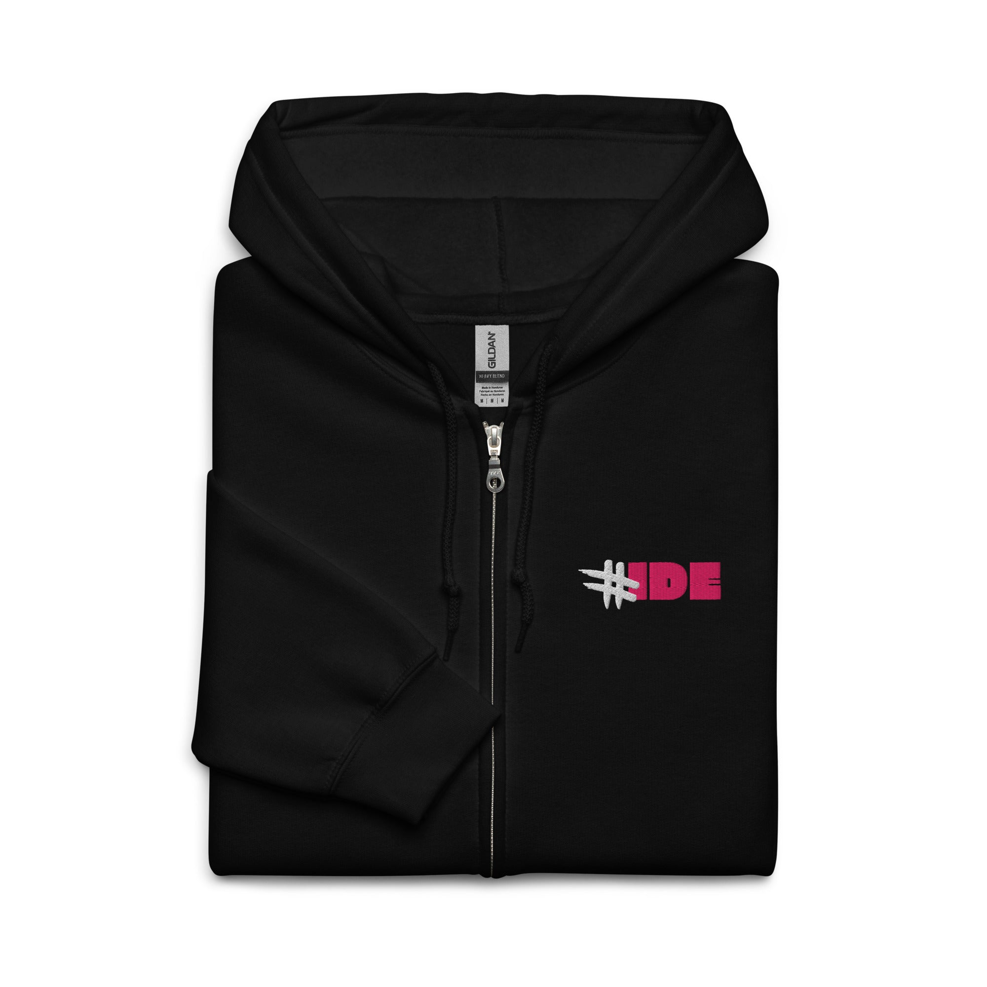 IDE-infirmiere-sweat-capuche-zippe-brode-lolo-le-soignant-noir-rose