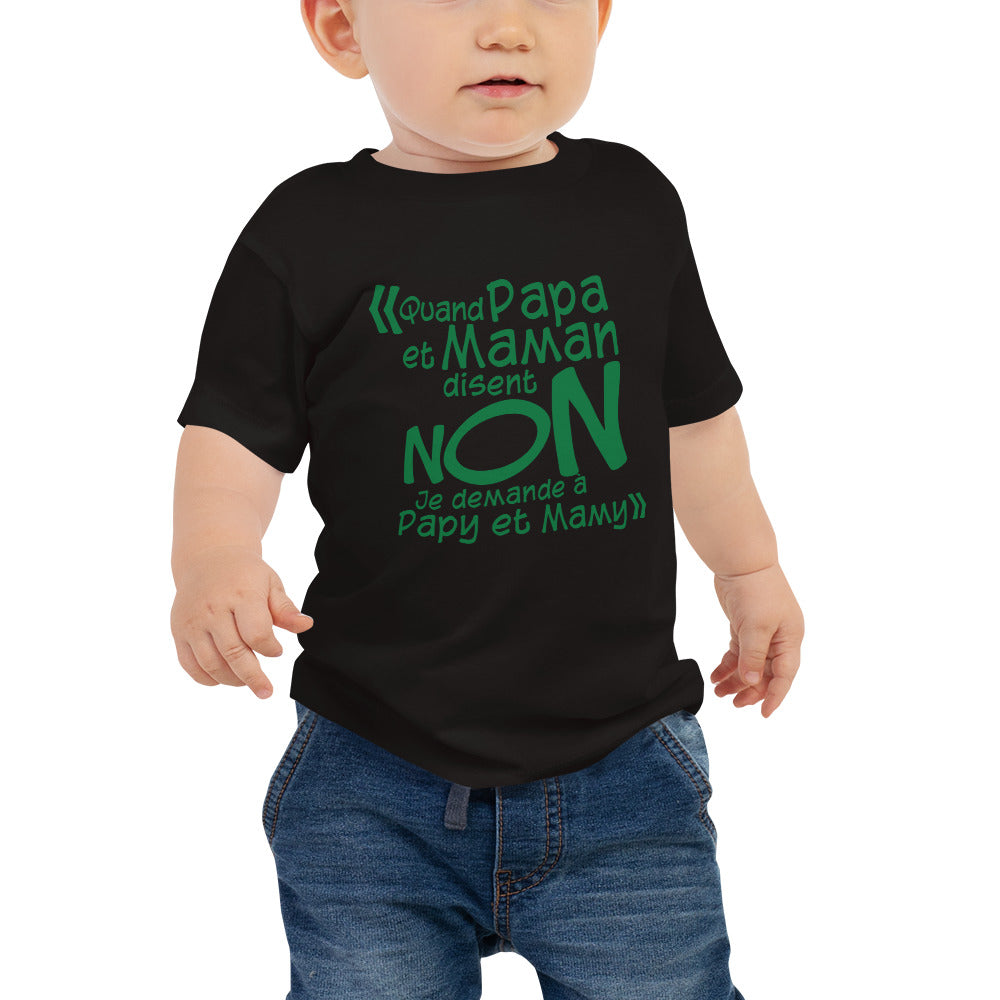 Je demande à Papy Mamy - T-shirt à Manches Courtes en Jersey pour Bébé