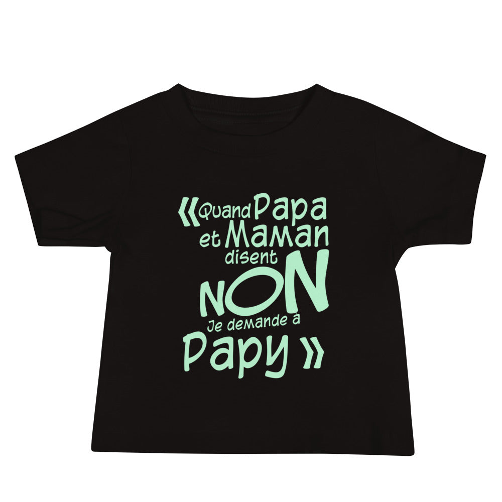 Je demande à Papy - T-shirt à Manches Courtes en Jersey pour Bébé