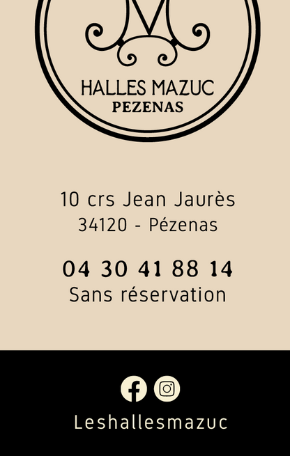 Les Halles Mazuc - Carte de visite - haut de gamme