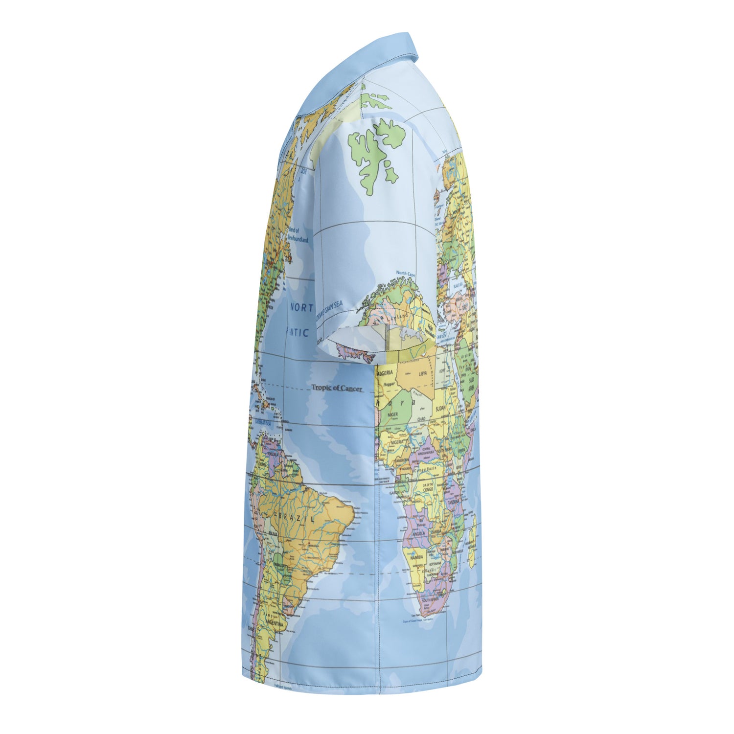 Carte du monde - Chemise à boutons personnalisée unisexe