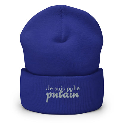 Je suis polie putain - Bonnet à Revers - Brodé