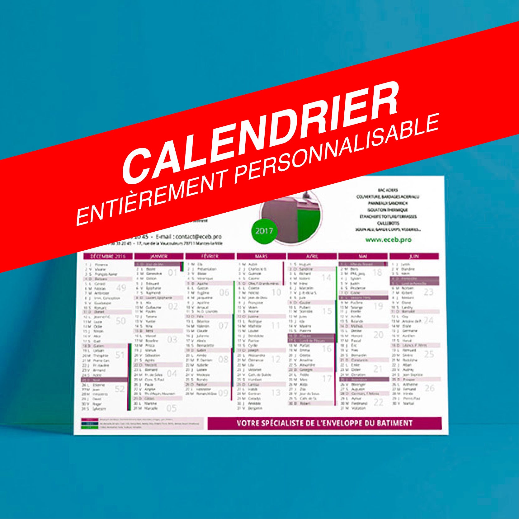 Gildom - Calendrier contrecollé - A3