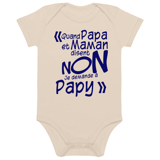 Je demande à papy - Body en coton bio bébé