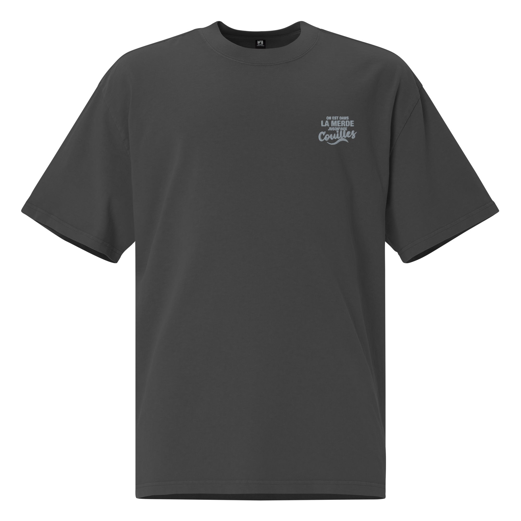 On est dans la merde - T-shirt oversize délavé - Brodé