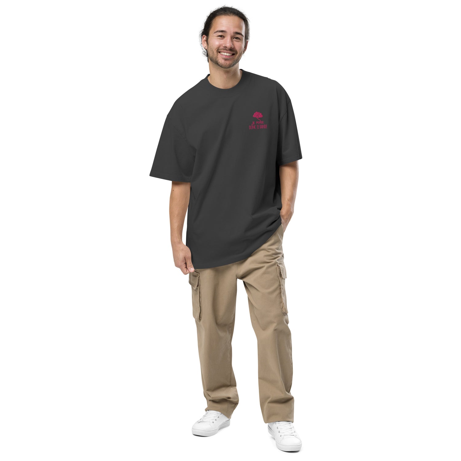 Je pense donc je bande - T-shirt oversize délavé - Brodé