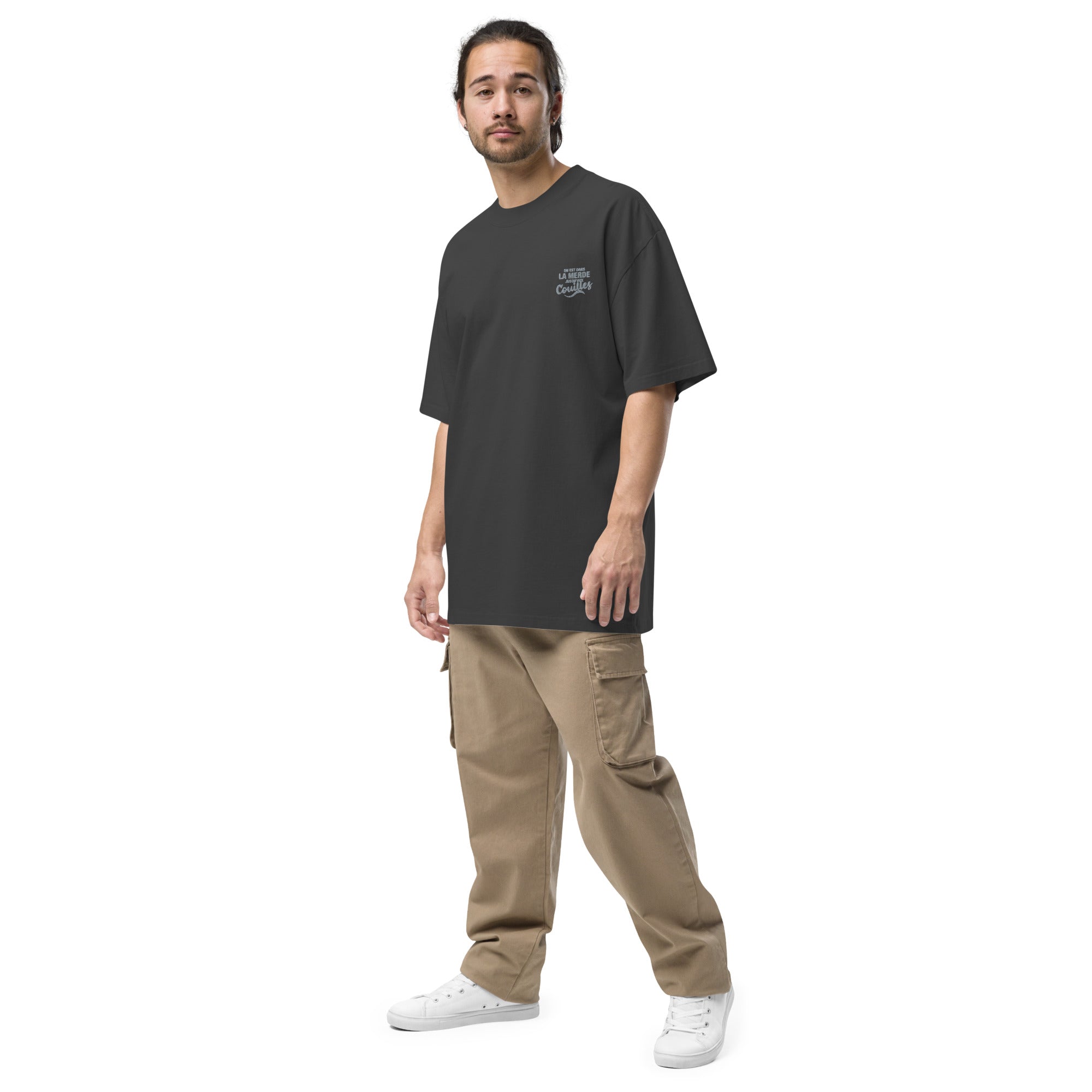 On est dans la merde - T-shirt oversize délavé - Brodé