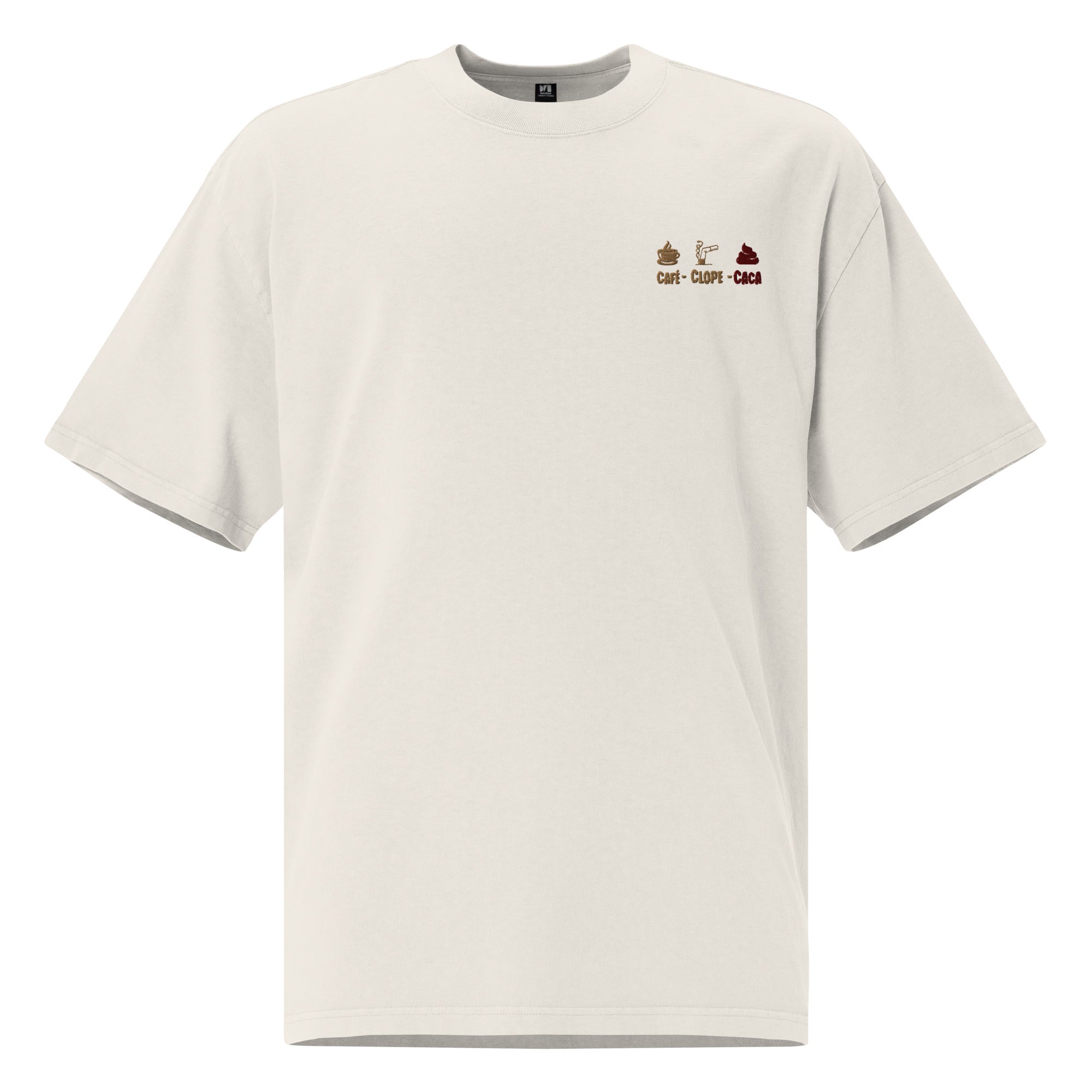 Café Clope-Caca - T-shirt oversize délavé - Brodé